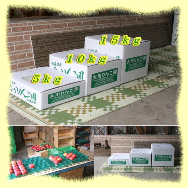 りんご段ボール、りんごのキロ数にてりんご箱が違います。通販はこれで発送いたします。